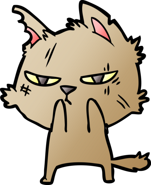 Bir insan tarafından çizilmiş sert çizgi film kedisi.