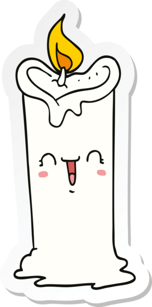 Bir insan tarafından çizilmiş mutlu mum çıkartması.