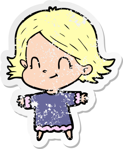 Bir insan tarafından çizilmiş, karikatür dostu bir kızın sıkıntılı çıkartması.