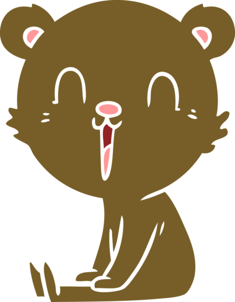 Bir insan tarafından çizilmiş mutlu düz renkli çizgi film ayısı.