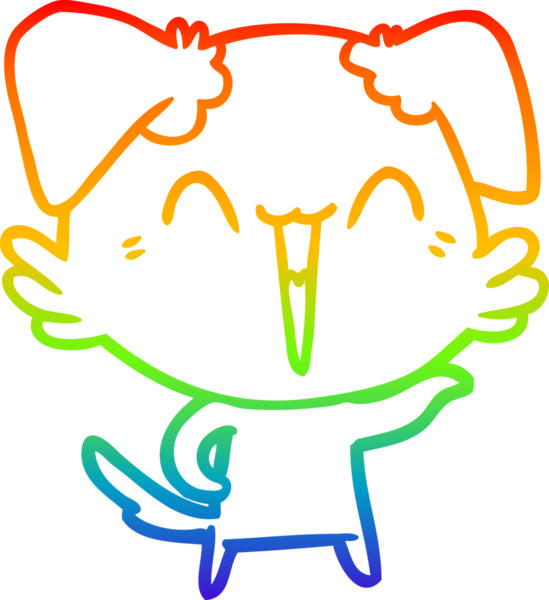 gökkuşağı gradyan çizimi bir insan tarafından çizilmiş mutlu küçük bir köpek çizgi filmi