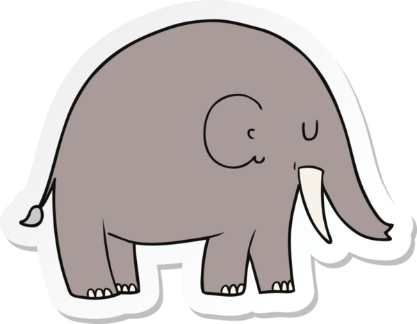 Bir insan tarafından çizilmiş bir filin çıkartması.