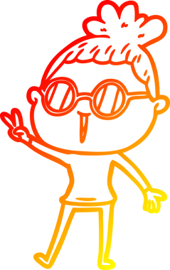 Bir insan tarafından çizilmiş gözlüklü bir karikatür kadın çizimi.