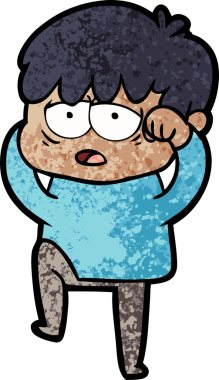 Bir insan tarafından çizilmiş bitkin çocuk çizgi filmi.