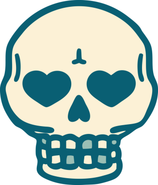 Bir insan tarafından çizilmiş bir kafatasının ikonik dövme şekli