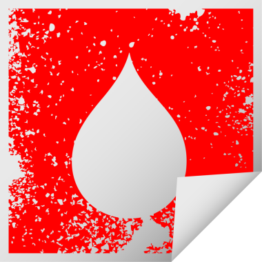 Sıkıntılı kare soyma etiketi Bir insan tarafından çizilmiş tuhaf sembol yağmur damlası