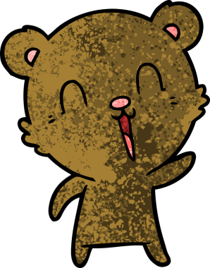 Bir insan tarafından çizilmiş mutlu çizgi film ayısı.