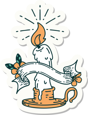 Bir insan tarafından çizilmiş dövme stili ürkünç erime mumu çıkartması.