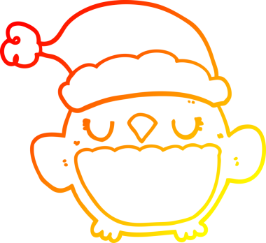 Bir insan tarafından çizilmiş şirin bir Noel baykuşunun sıcak gradyan çizimi