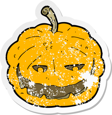 Bir insan tarafından çizilmiş bir cadılar bayramı balkabağının gerilimli yapıştırması.