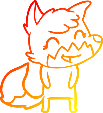 Bir insan tarafından çizilmiş mutlu bir tilkinin sıcak çizgi çizimi