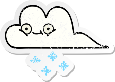 Bir insan tarafından çizilmiş tatlı bir karikatür kar bulutunun sıkıntılı çıkartması