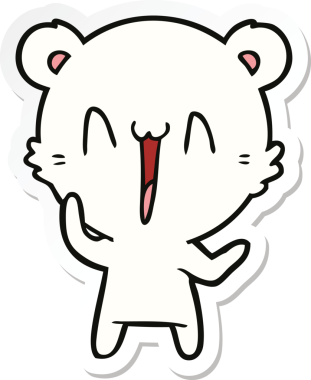 Bir insan tarafından çizilmiş gülen kutup ayısının çıkartması.