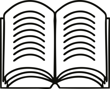 Bir insan tarafından çizilmiş açık bir kitabın çizgi çizimi