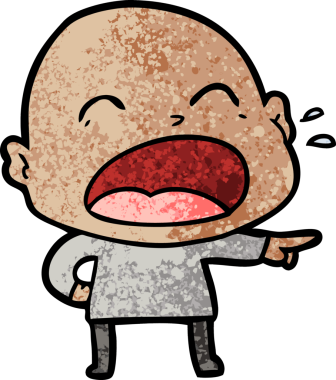 Bir insan tarafından çizilmiş kel adam diye bağıran çizgi film.