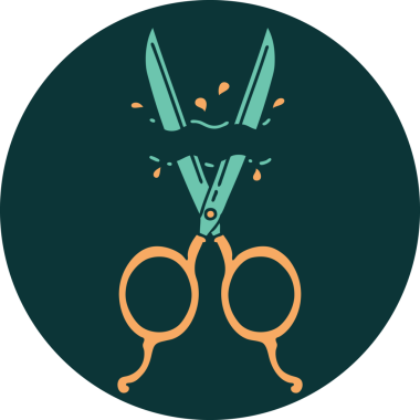 Bir insan tarafından çizilmiş berber makasının ikonik dövme şekli