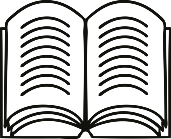 Bir insan tarafından çizilmiş açık bir kitabın çizgi çizimi