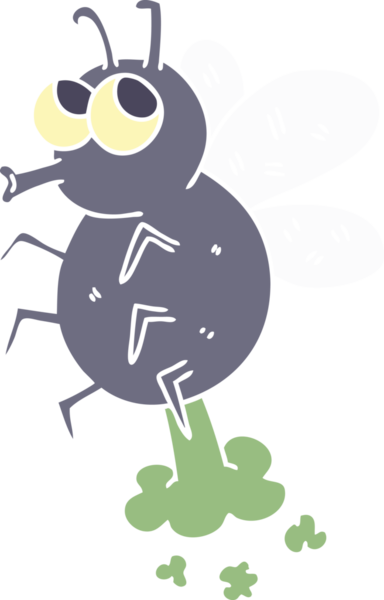 Bir insan tarafından çizilmiş garip bir çizgi film sineği.