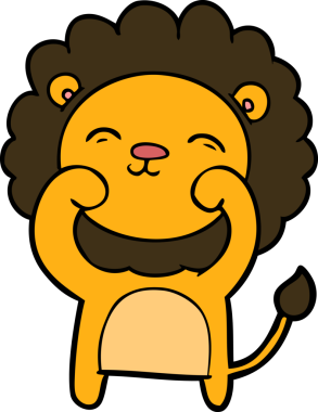 Bir insan tarafından çizilmiş çizgi film aslanı.