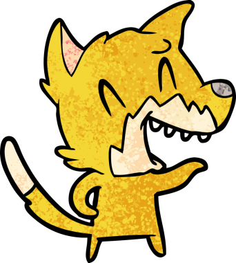 Bir insan tarafından çizilmiş gülen tilki çizgi filmi.