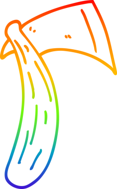 Bir insan tarafından çizilmiş keskin bir baltanın gökkuşağı gradyan çizimi