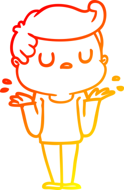 Bir insanın omuzlarını silkeleyen, ilgisiz bir adamın çizgi film çizimi.