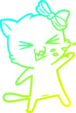 Bir insan tarafından çizilen çizgi film kedisinin soğuk gradyan çizgisi.