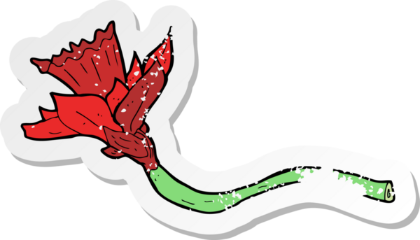 Bir insan tarafından çizilmiş nergis çiçeğinin gerilmiş depresif çıkartması.