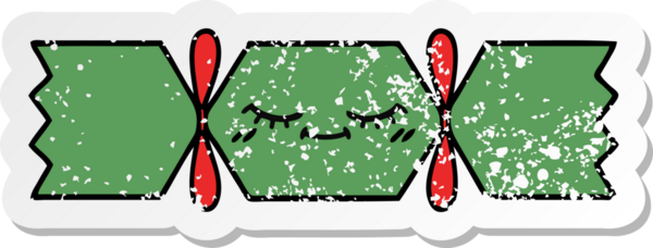 Bir insan tarafından çizilmiş tatlı bir noel krakerinin sıkıntılı çıkartması.