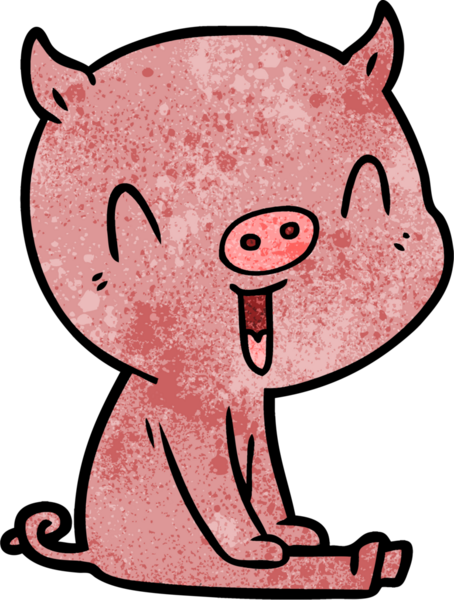 Bir insan tarafından çizilmiş mutlu çizgi film domuzu.