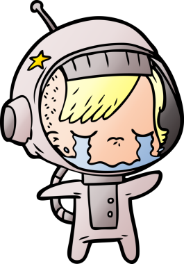 Bir insan tarafından çizilmiş ağlayan astronot kız.