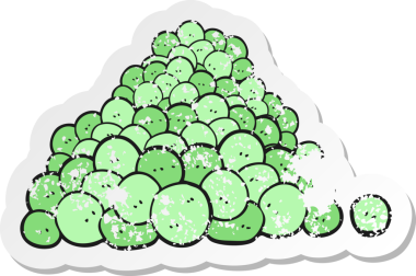 Bir insan tarafından çizilmiş bezelye kabuğunun retro sıkıntılı çıkartması.