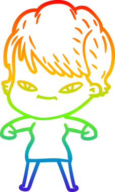 gökkuşağı gradyan çizimi bir insan tarafından çizilmiş mutlu bir kadın çizgi