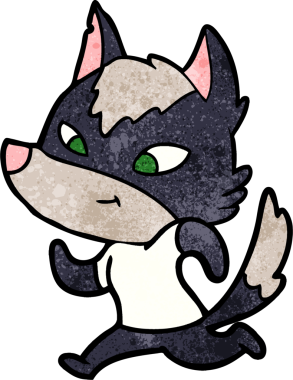 Bir insan tarafından çizilmiş dost canlısı bir kurt.