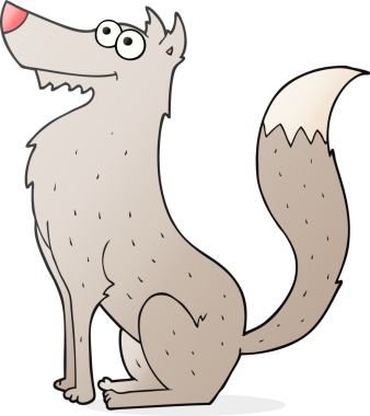 Bir insan tarafından çizilmiş serbest çizim bir karikatür kurt.