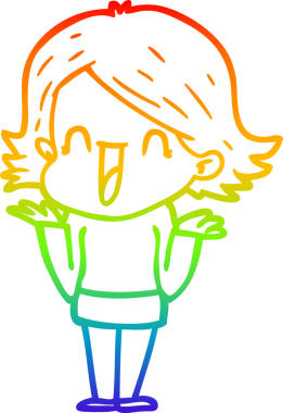 gökkuşağı gradyan çizimi bir insan tarafından çizilmiş mutlu bir kadın çizgi