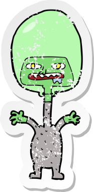 Bir insan tarafından çizilmiş uzaylı çizgi filminin gerilimli yapıştırması.