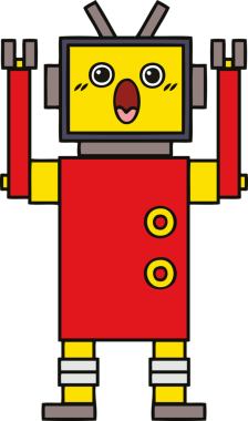 Bir insan tarafından çizilmiş sevimli bir robot karikatürü.