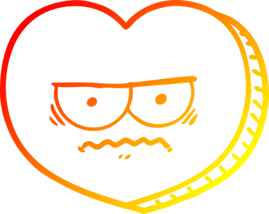 Bir insan tarafından çizilmiş kızgın bir kalbin sıcak çizgi çizimi