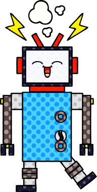 bir insan tarafından çizilmiş bir robotun çizgi roman tarzı