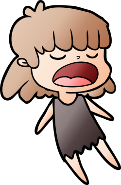 Çizgi filmdeki kadın bir insan tarafından yüksek sesle çizilmiş.