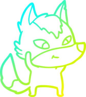 Bir insan tarafından çizilmiş dost canlısı bir kurt çizgi çizimi.