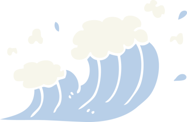 Bir insan tarafından çizilen düz renkli karikatür dalgası