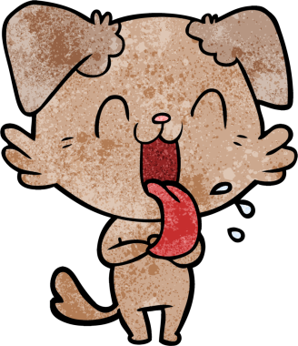 Bir insan tarafından çizilmiş nefes nefese bir köpek.