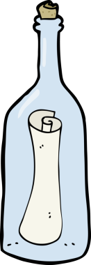 Bir insan tarafından çizilmiş şişedeki karikatür harfi.