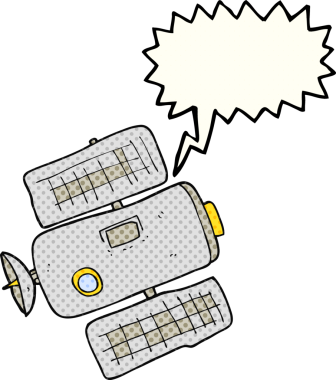 Bir insan tarafından çizilmiş serbest çizilmiş çizgi roman konuşma balonu uzay istasyonu