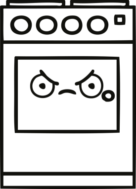 Bir insan tarafından çizilmiş bir mutfak fırınının çizgi çizimi