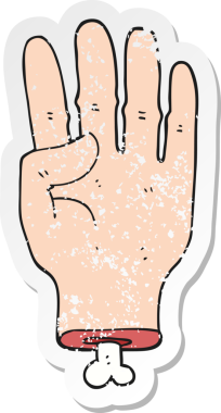 Bir insan tarafından çizilmiş bir karikatür elin gerilmiş çıkartması.