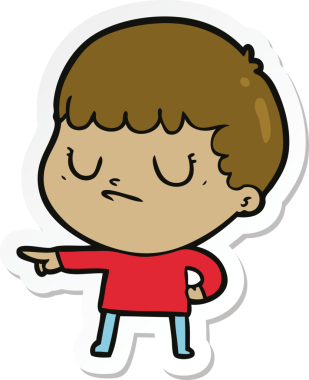 Bir insan tarafından çizilmiş huysuz bir çocuğun çıkartması.