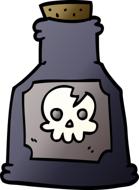 Bir insan tarafından çizilmiş şişedeki karalama zehiri.